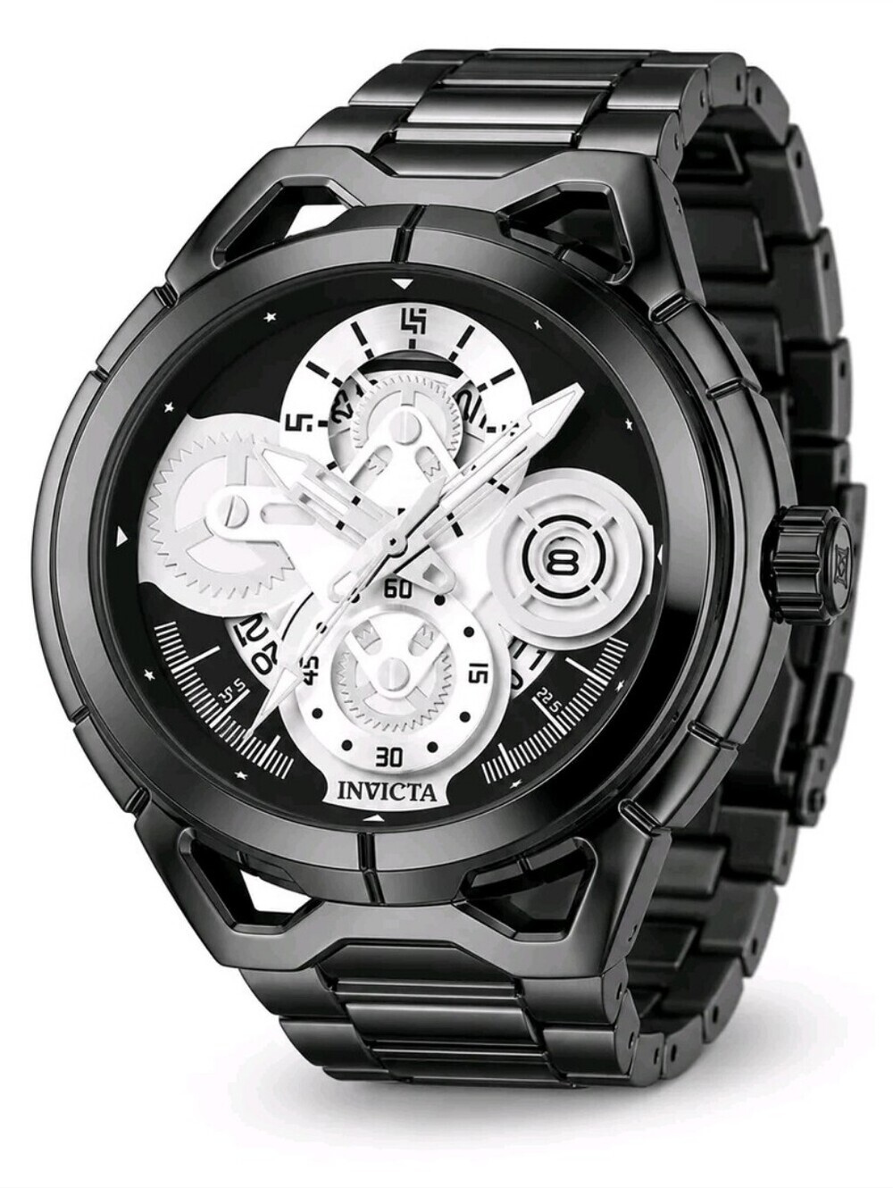 NEW 🏁 Invicta S1 Rally Men's 44mm Black   White Stainless Steel Watch 79006